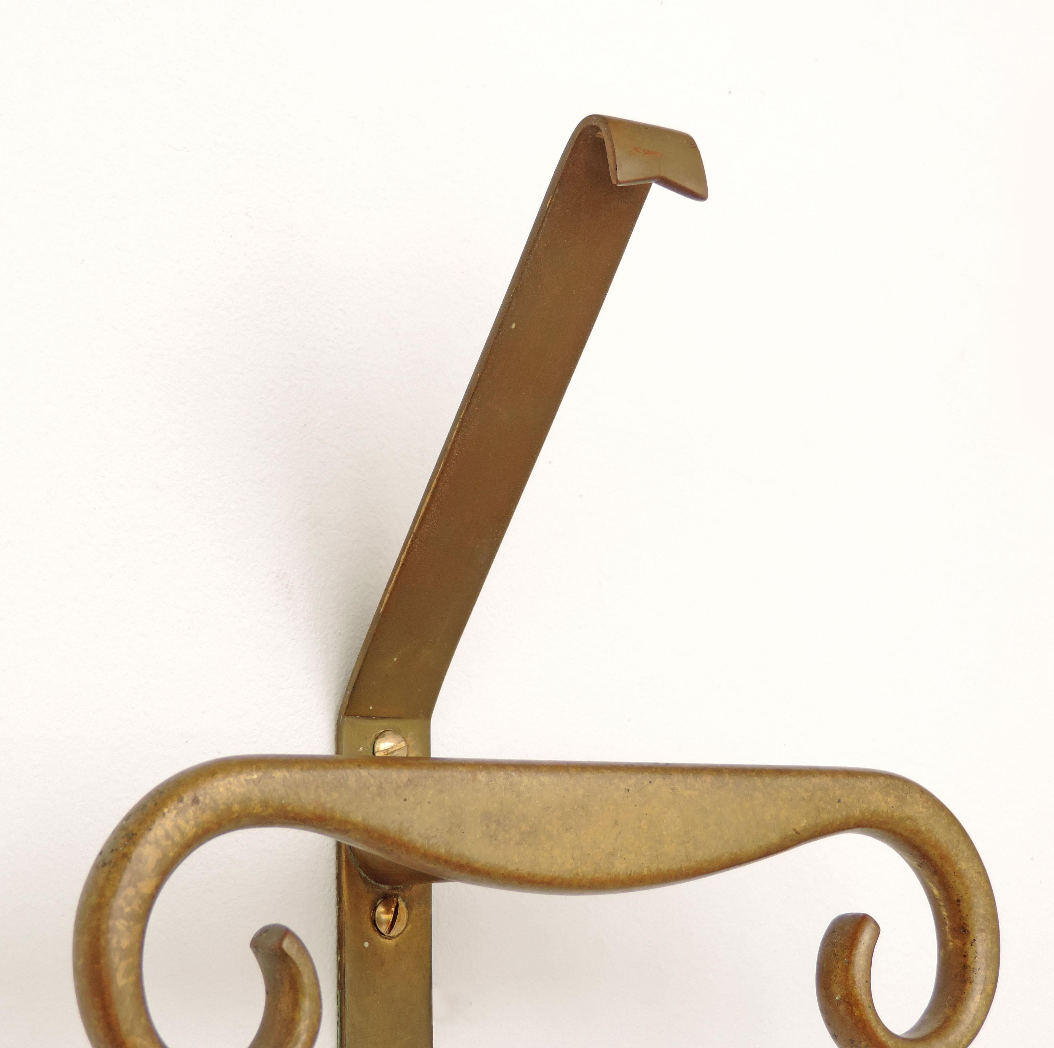 Five Sculptural Italian Brass Coat Hangers, 1940s For Sale 4