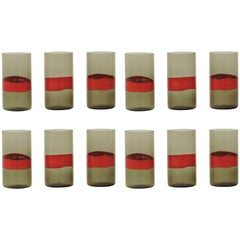 Splendid Set of 12 Drinking Glasses by Fulvio Bianconi for Venini