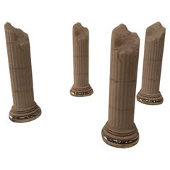 Splendid Set of 4 Grand Tour Style Cast Stone Miniature Columns Sculptures