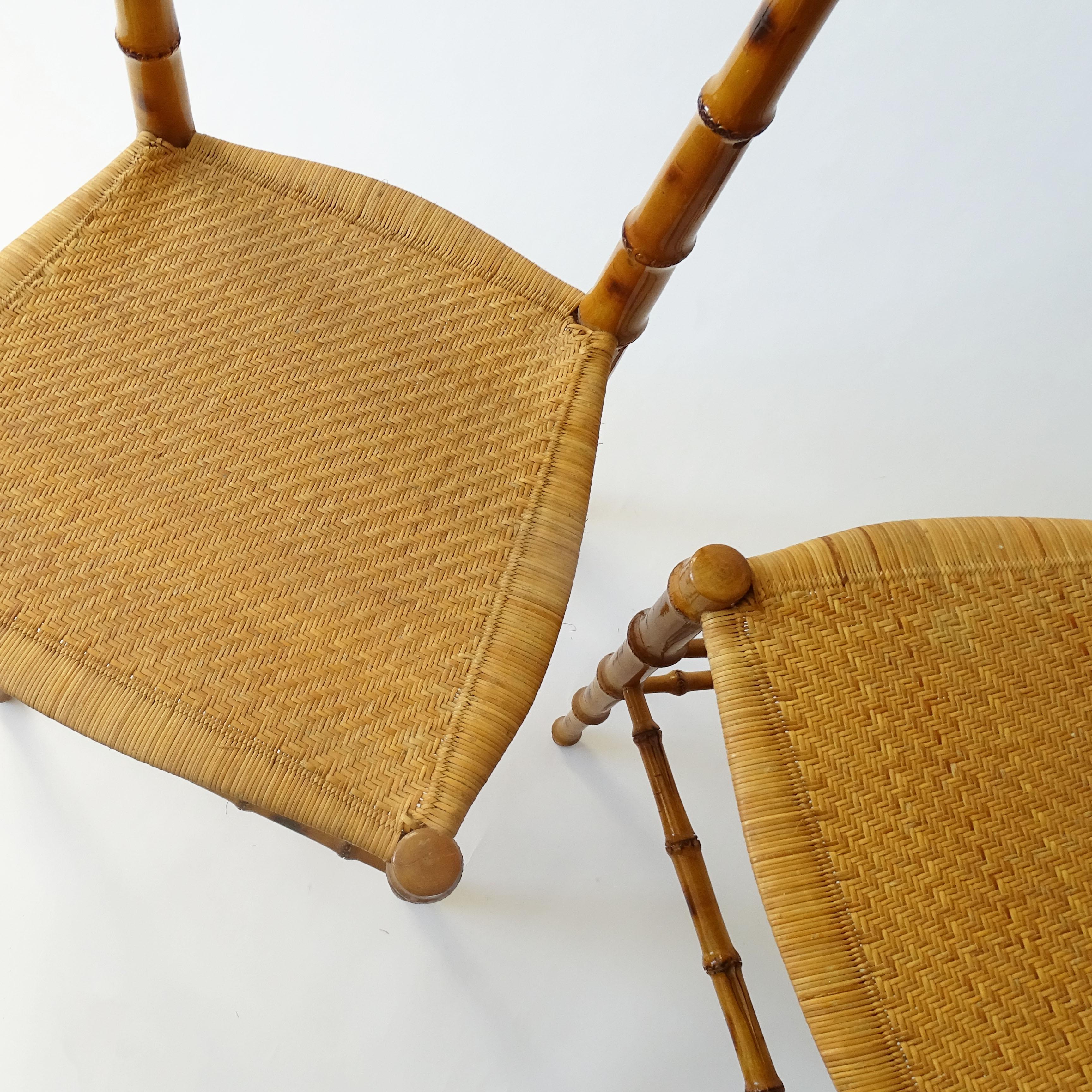 Mid-Century Modern Splendid set of Six Faux Bamboo Chiavarina Chairs, Italy 1950s For Sale