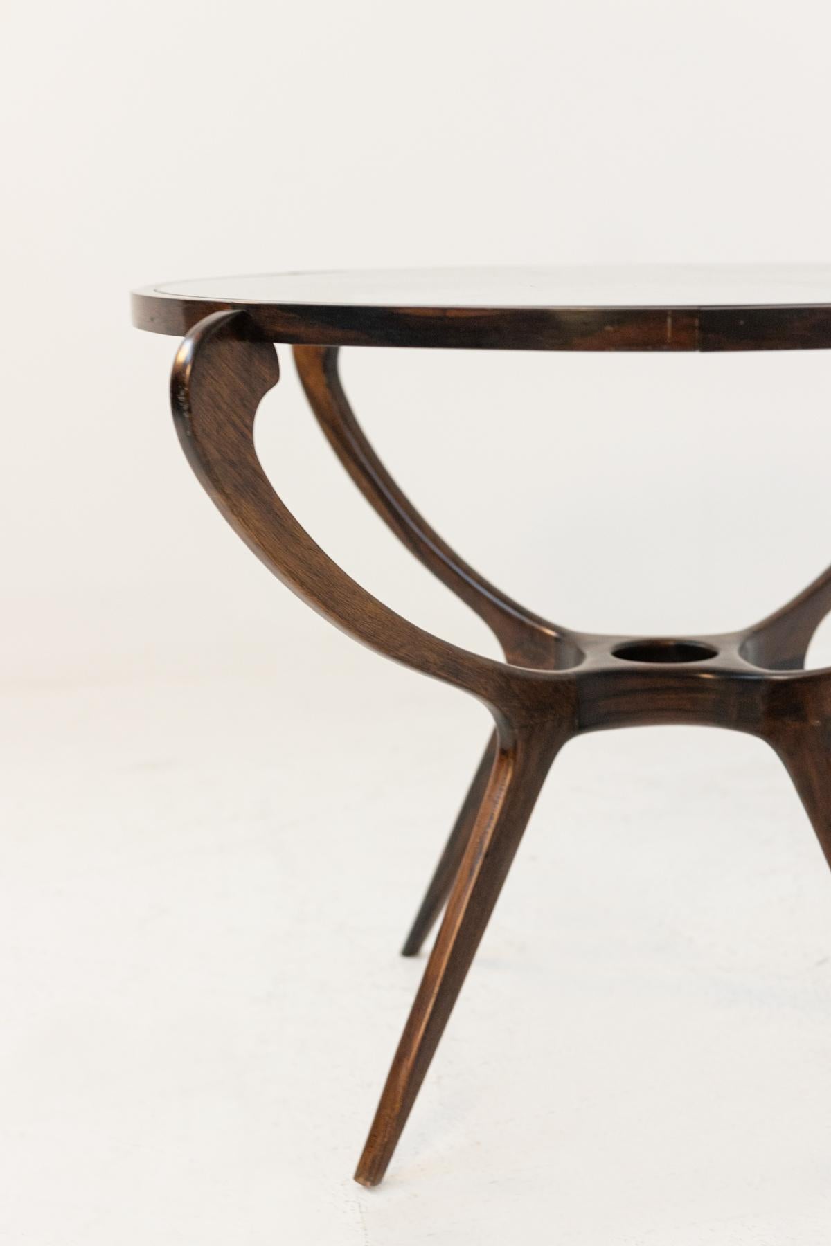 Glass Splendid Side Table in Precious Wood by Giuseppe Scapinelli