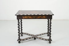 Splendid side table with beautiful inlays in different woods 19th century