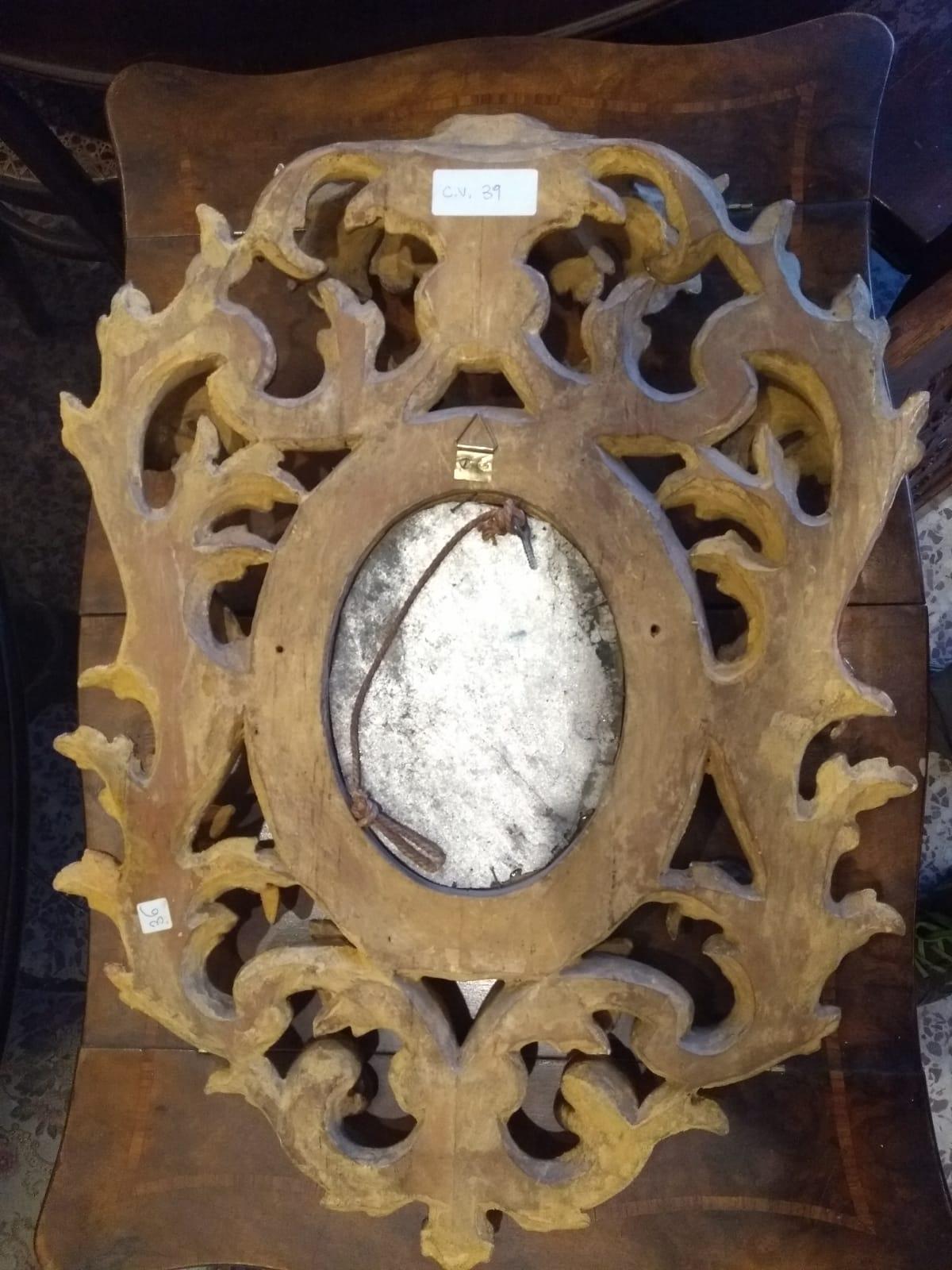 Splendid Venetian Baroque Frame with Mirror, Gold Leaf, Early 18th Century In Good Condition For Sale In Varese, Lombardia