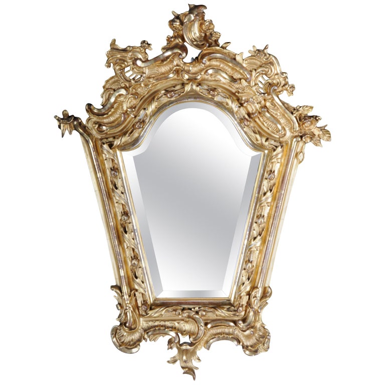 Splendid Wall Mirror Gold Gilded Rococo Napoleon Iii From 1890