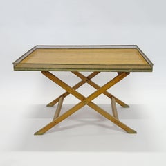 Splendid Wood and Brass Folding Coffee Table, 1950s