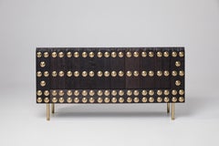 Splendid Wooden (Solid Oak) Sideboard with Brass Details, Collection Golden Gate