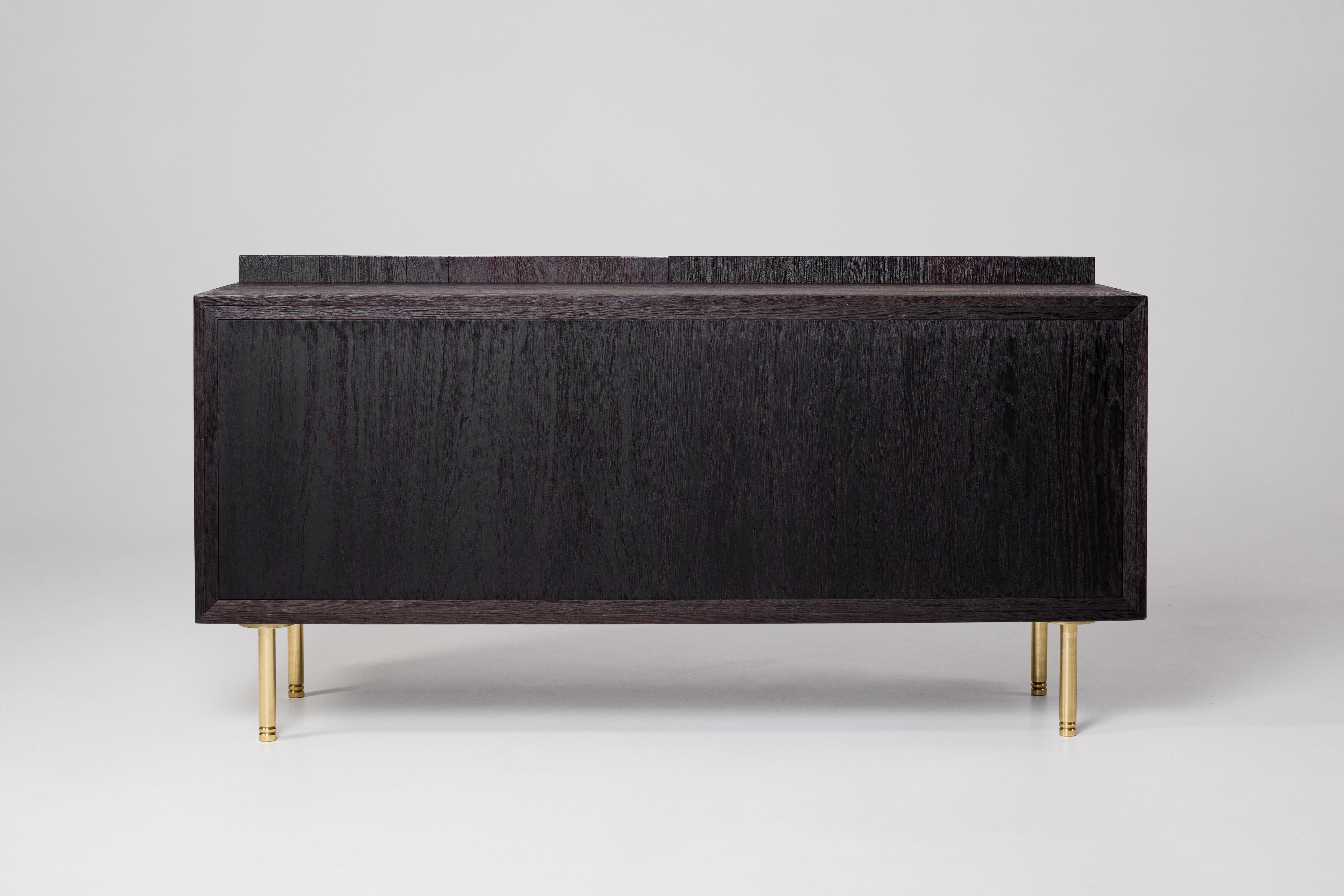 Contemporary Splendid Wooden (Solid Oak) Sideboard with Brass Details, Collection Golden Gate For Sale
