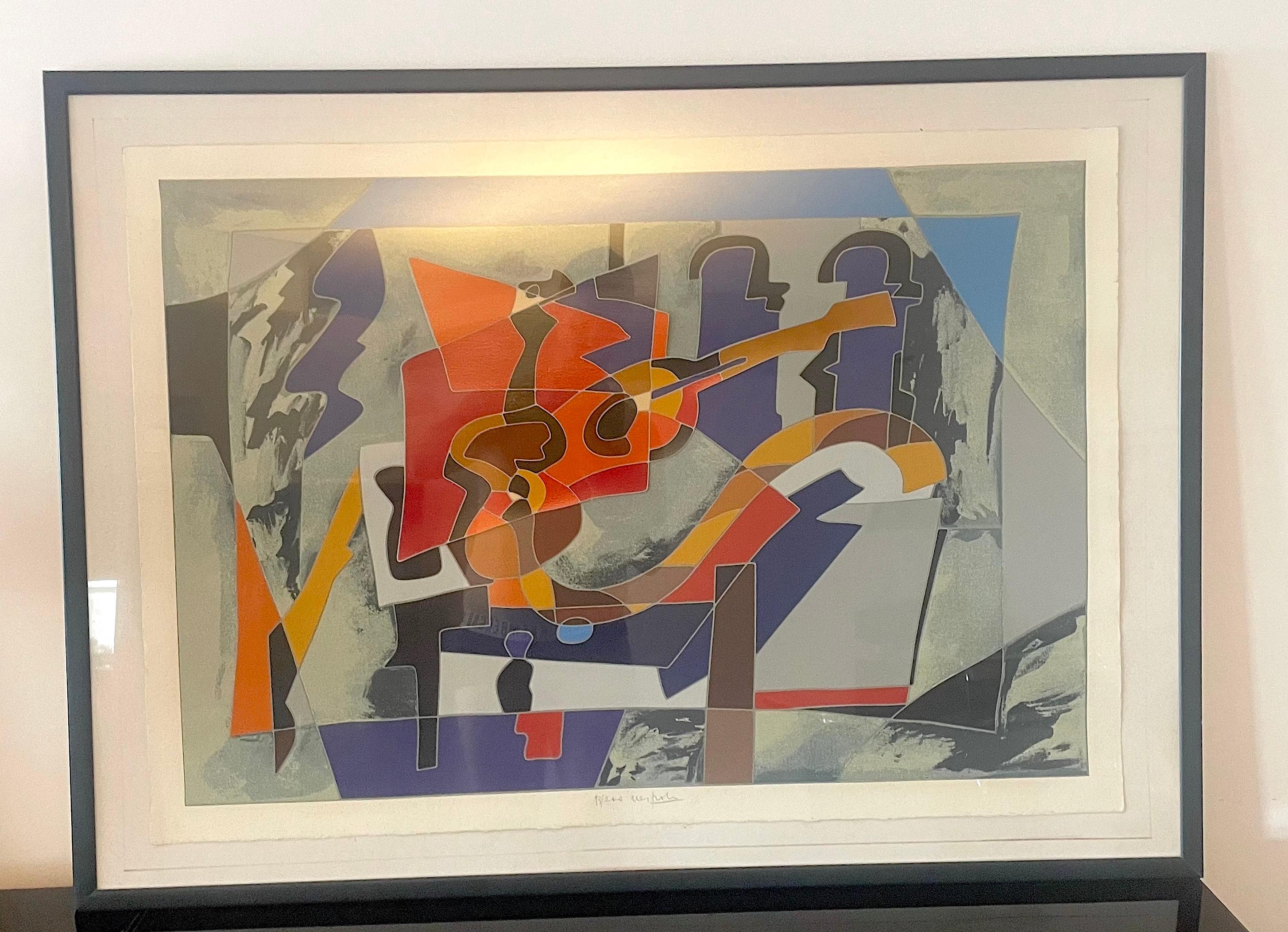 A striking work by Ugo Nespolo, a master of contemporary Italian art, created with his unmistakable technique of pictorial and formal synthesis. This serigraph, of high collectible value, is hand-signed and numbered by the artist, ensuring