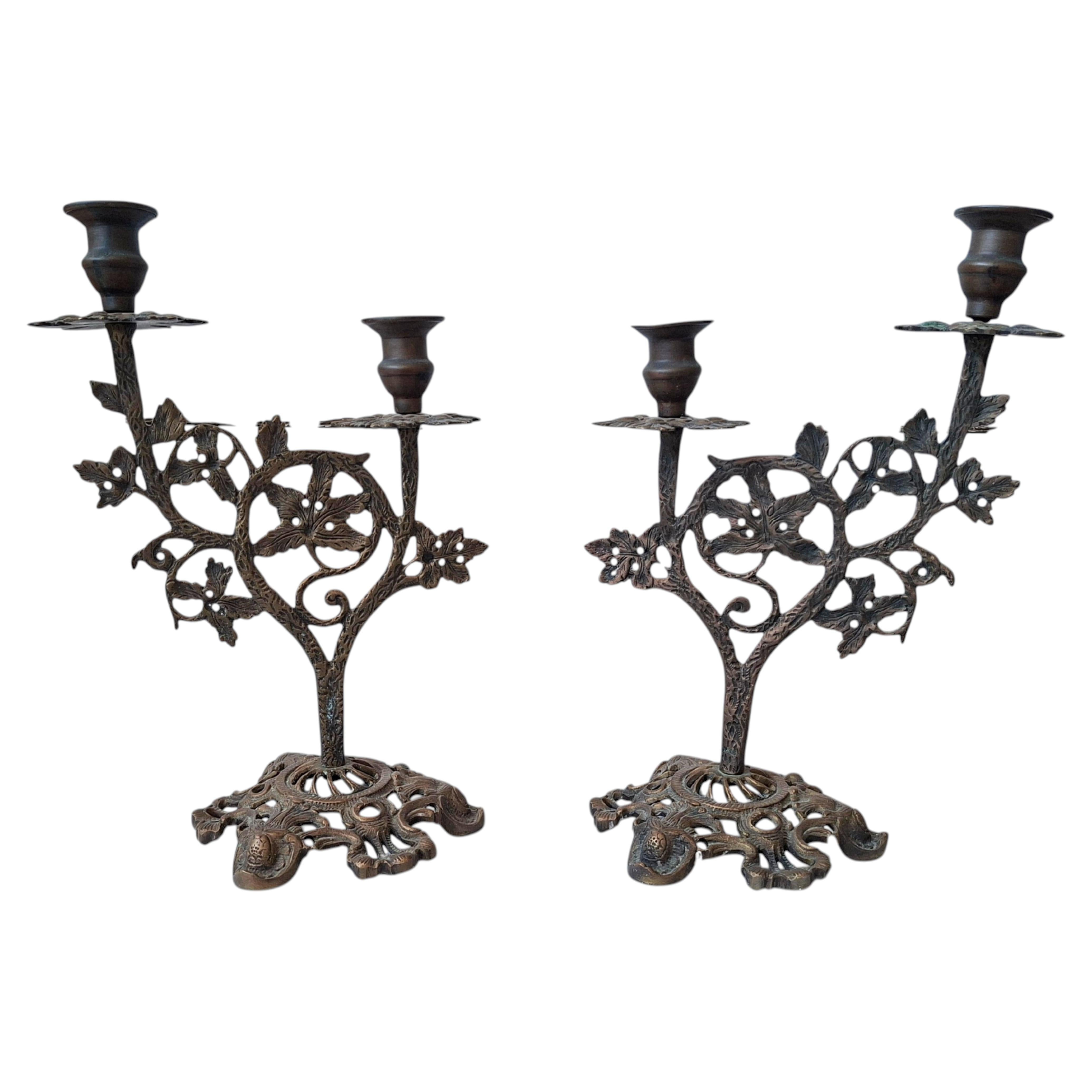 Gorgeous Pair of Antique Candelabra - Art Nouveau / Liberty Style For Sale