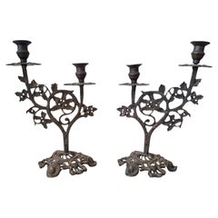 Splendida Coppia di Candelabri Antichi - Stile Liberty / Art Nouveau