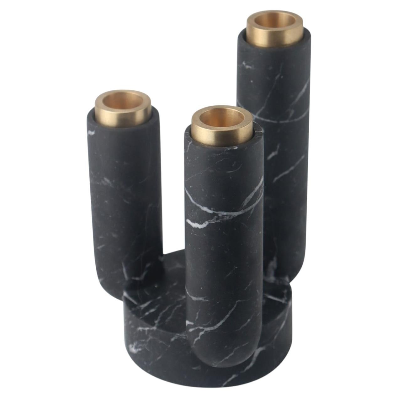 Splendido Black Marquinia Marble Candle Holder