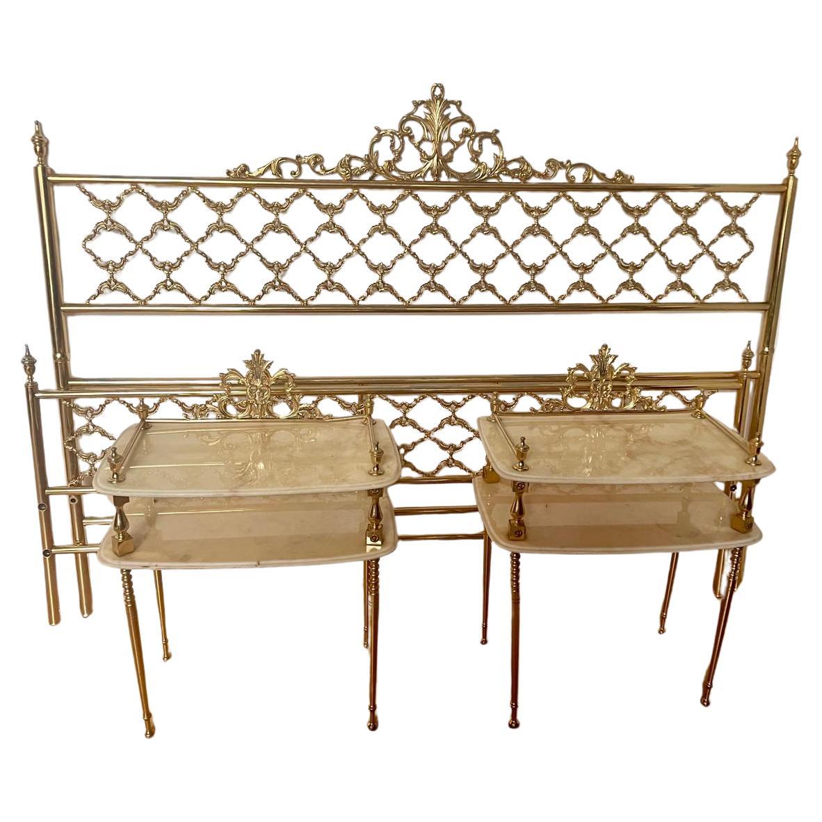 Gorgeous vintage Italian brass bed bathed in pure gold plus 2 comfortable