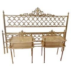 Atemberaubende Vintage italienische Messing Bett in reinem Gold gebadet plus 2 Daunendecken