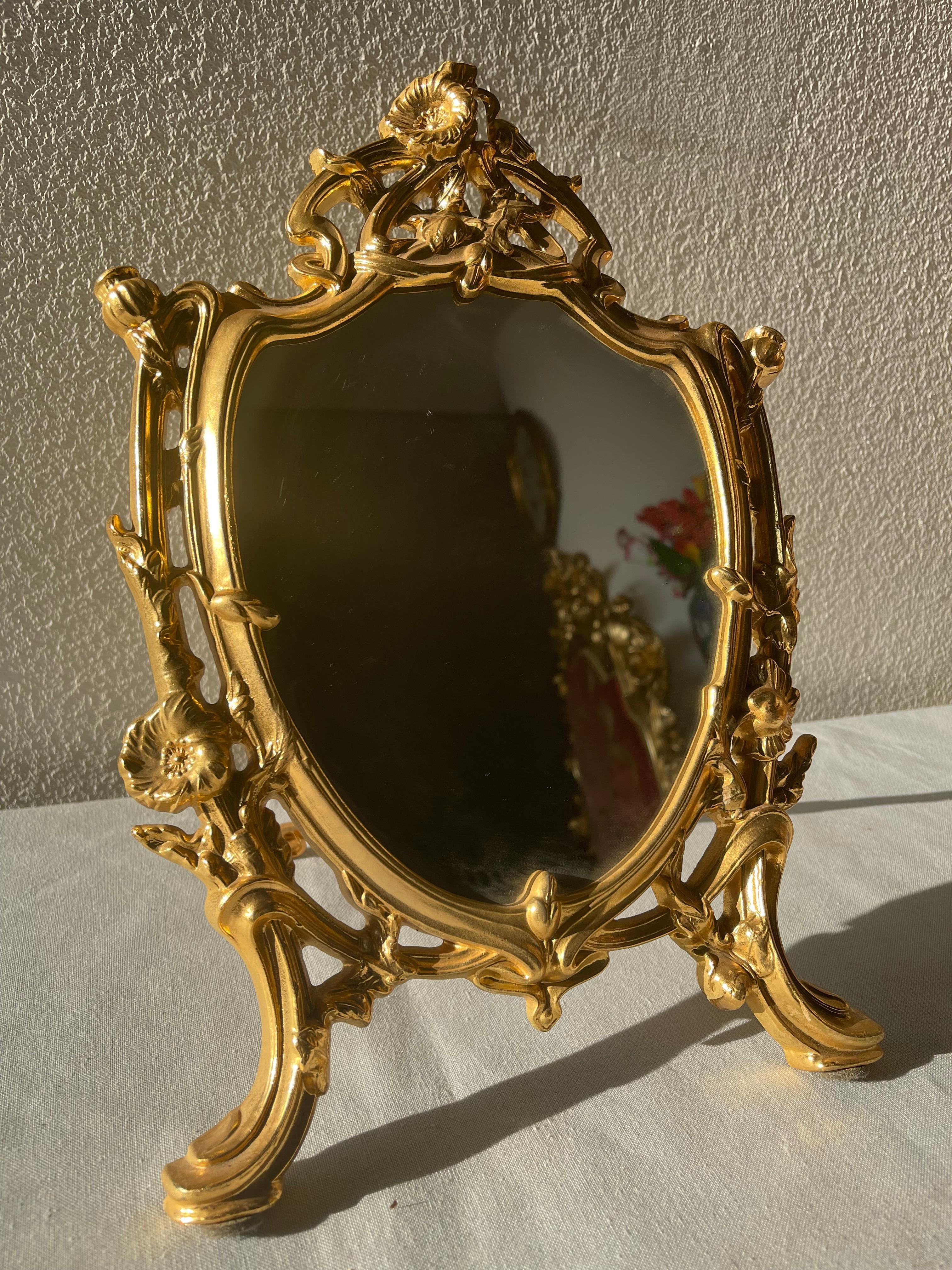Altro Splendido specchio in bronzo da tavolo italiano stile francese anni '90 in vendita