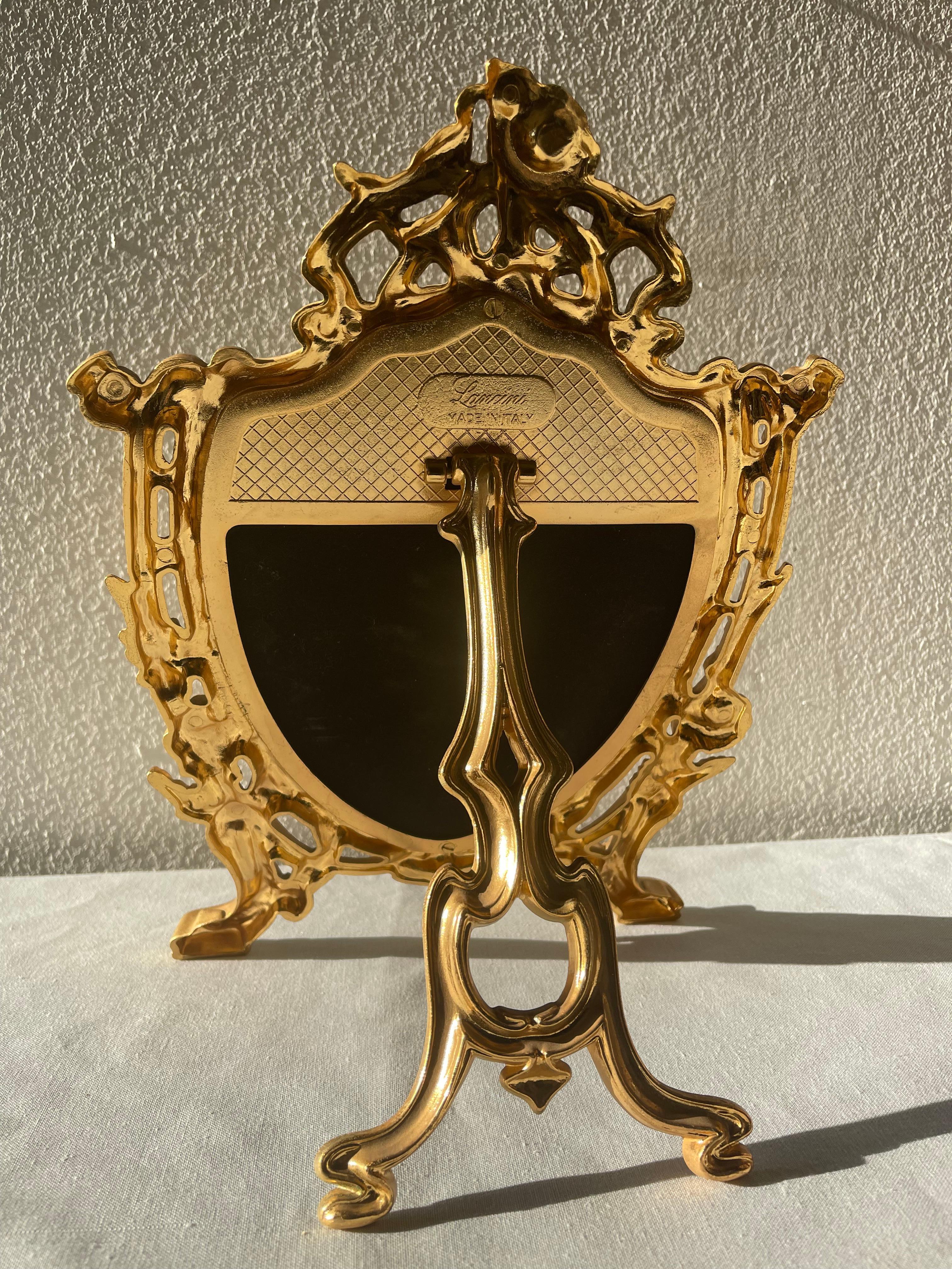 Bronzo Splendido specchio in bronzo da tavolo italiano stile francese anni '90 in vendita