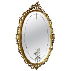 Splendido specchio ovale dorato, "Palazzo d'Oro", anni '70