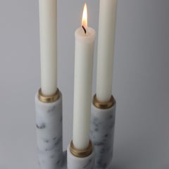 Splendido White Arabescato Marble Candle Holder