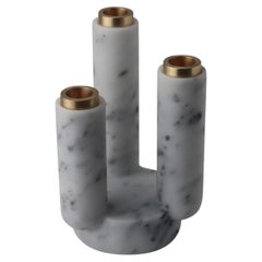 Splendido White Arabescato Marble Candle Holder