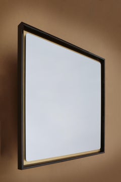 Splendo 132 Glossy Ebony Frame And Gold Leaf Square Wall Mirror by Casa Casati