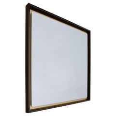 Splendo 132 Glossy Ebony Frame And Gold Leaf Square Wall Mirror by Casa Casati
