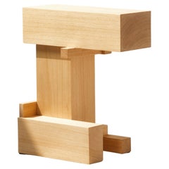 Japanese Minimalist Abachi Wood Accent Splint Side Table #1 by Sho Ota