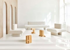 Japanese Minimalist Abachi Wood Accent Splint Side Table #3 by Sho Ota