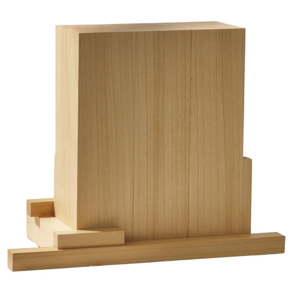 Japanischer minimalistischer, minimalistischer Abachi-Holz-Akzent-Beistelltisch #3 von Sho Ota im Angebot