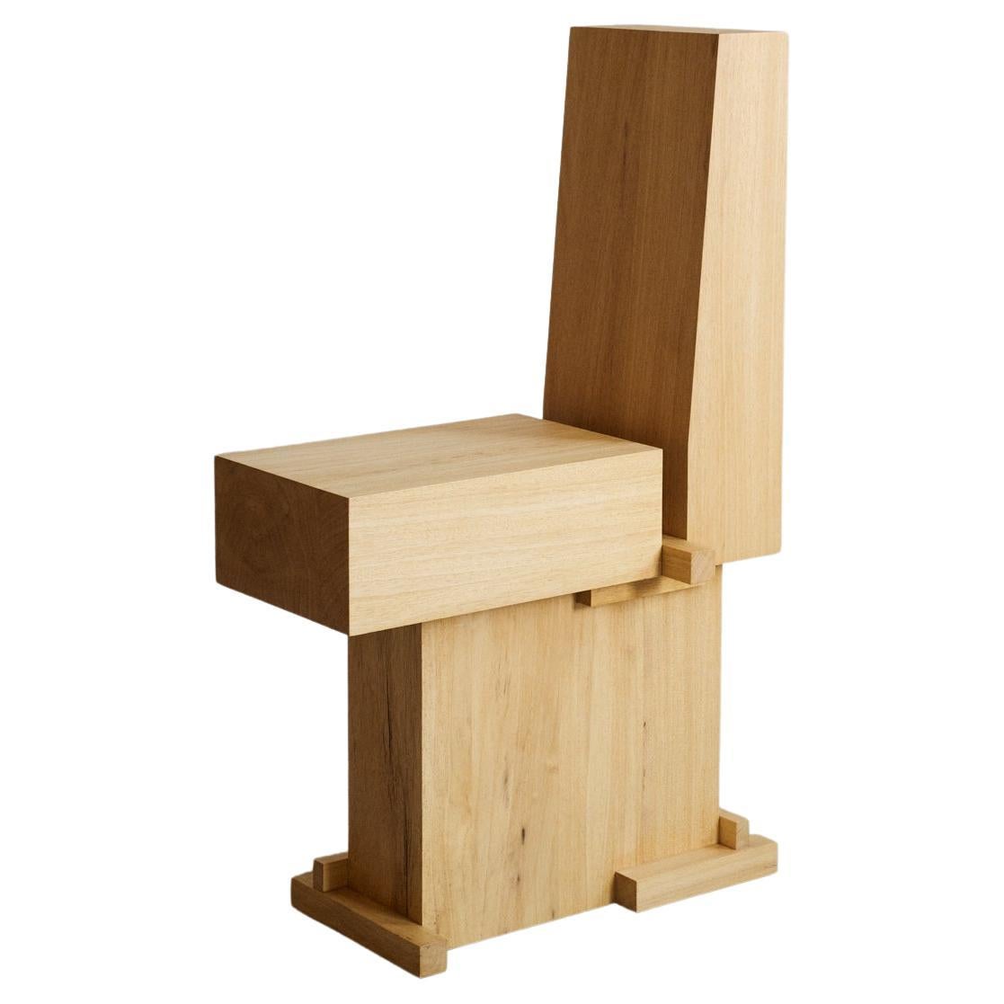Japanese Minimalist Abachi Wood Sculptural Chair Splint Stool by Sho Ota For Sale