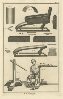 Splints and Inclined Trough Apparatus, Diderot Chirurgie Plate IV, circa 1772