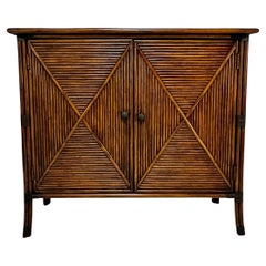 Split Bamboo and Pine Hall Cabinet in the French Style Circa 1980s