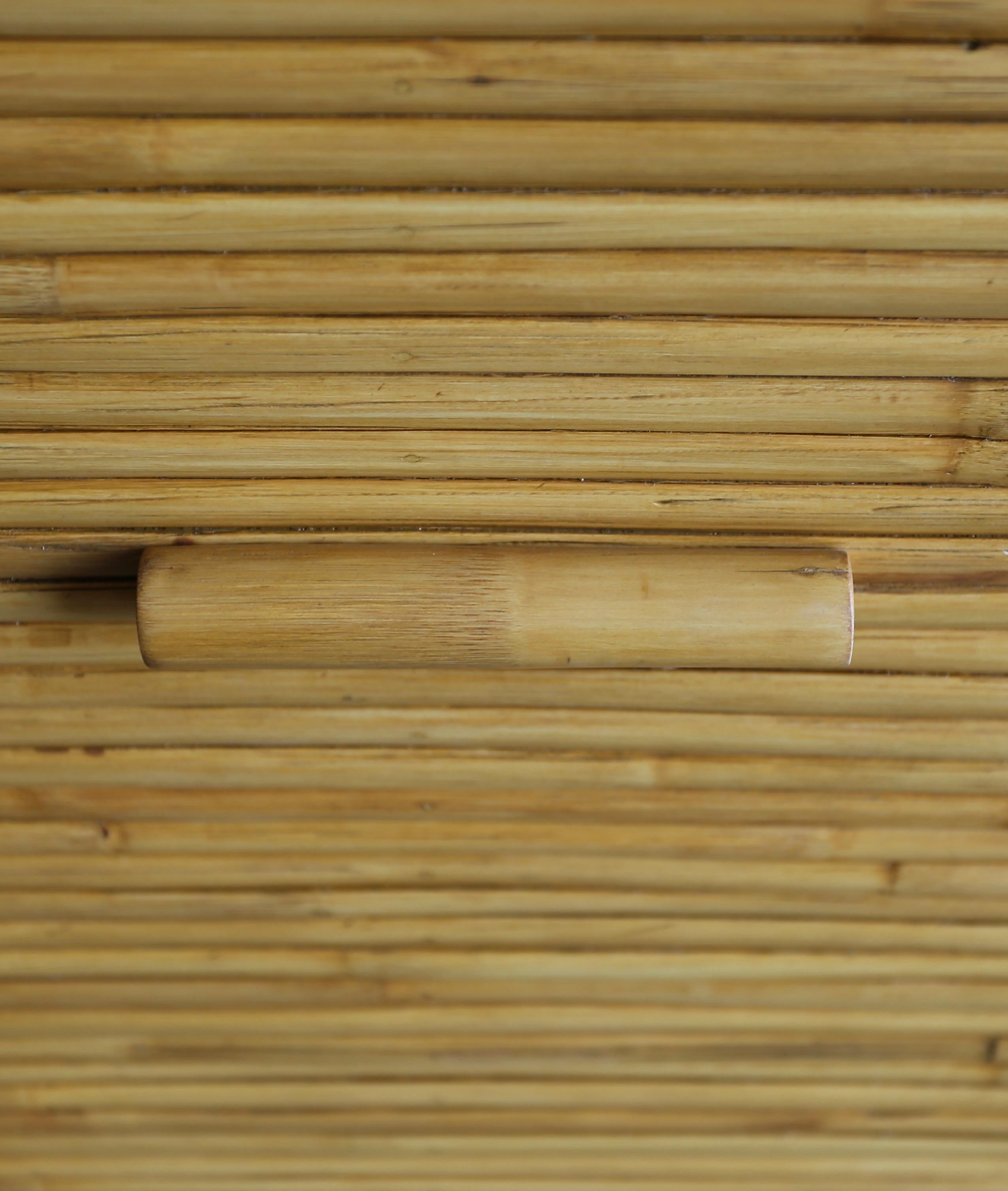 Split Bamboo Cabinets, circa 1970 In Good Condition In Costa Mesa, CA