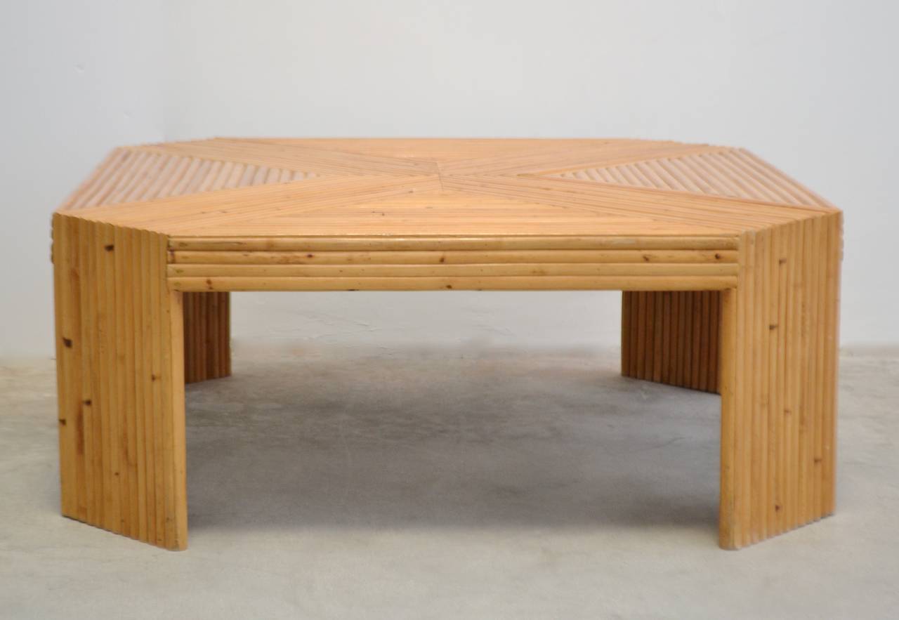 Mid-Century Modern Split Bamboo Coffee Table For Sale