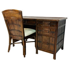 Vintage Split Bamboo Desk & Matching Chair