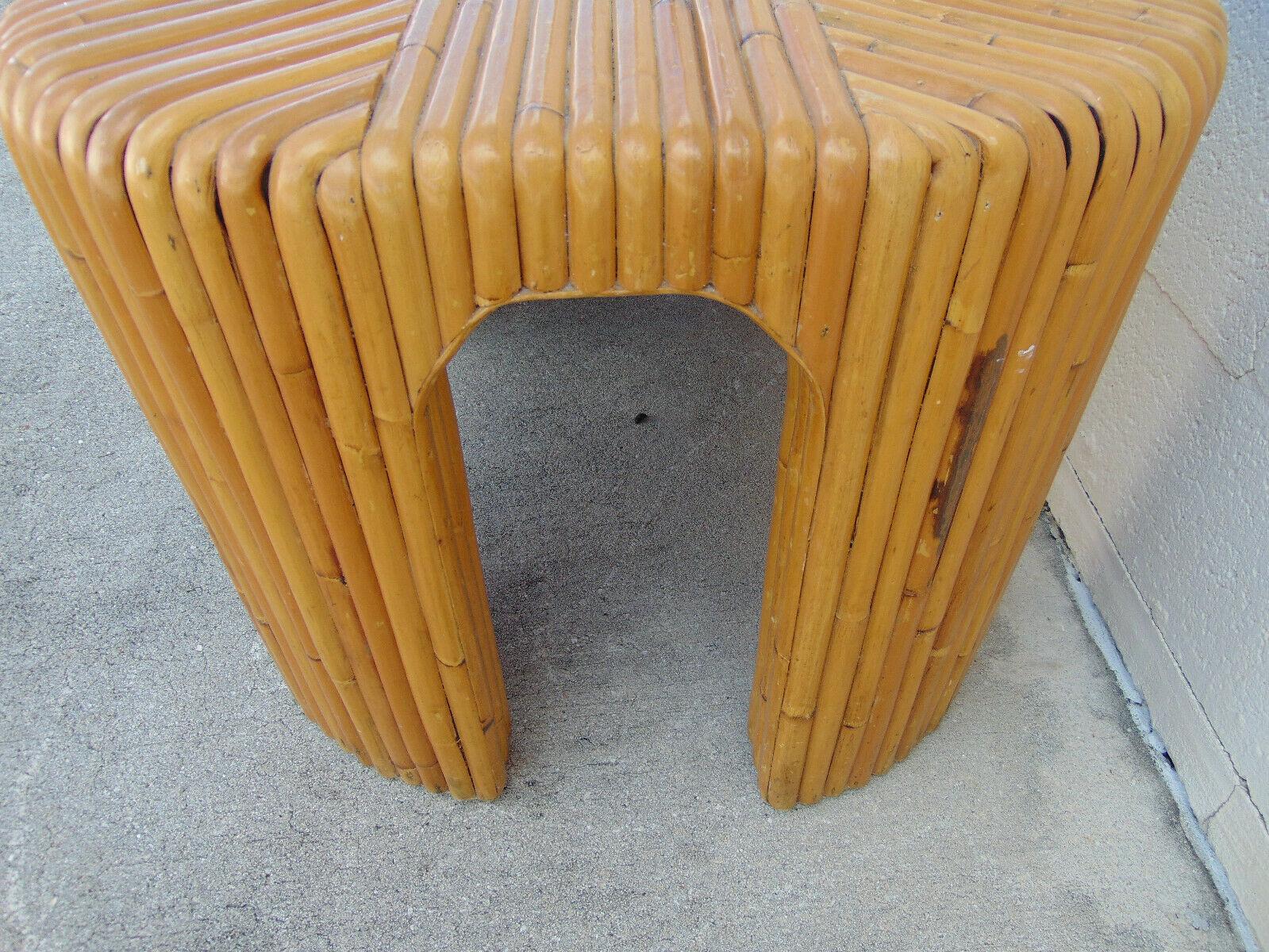 Split Bamboo End Tables with Waterfall Corners, a Pair For Sale 6