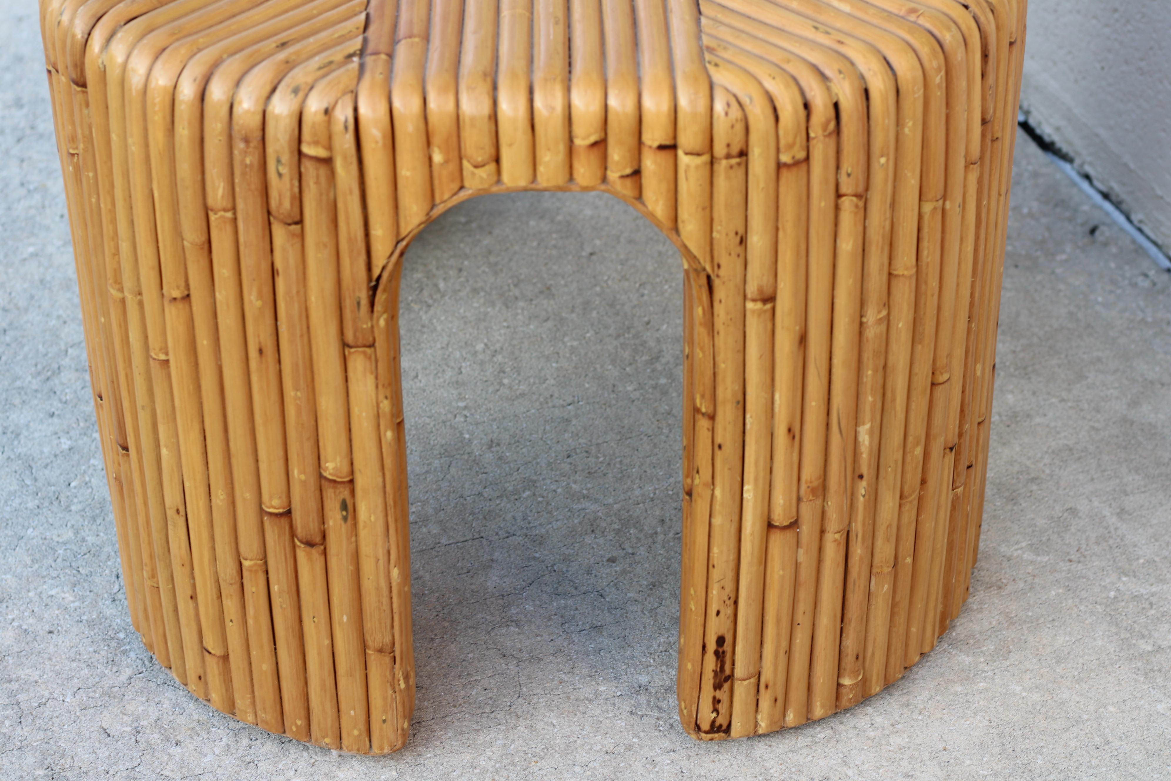 Hand-Crafted Split Bamboo End Tables with Waterfall Corners, a Pair For Sale