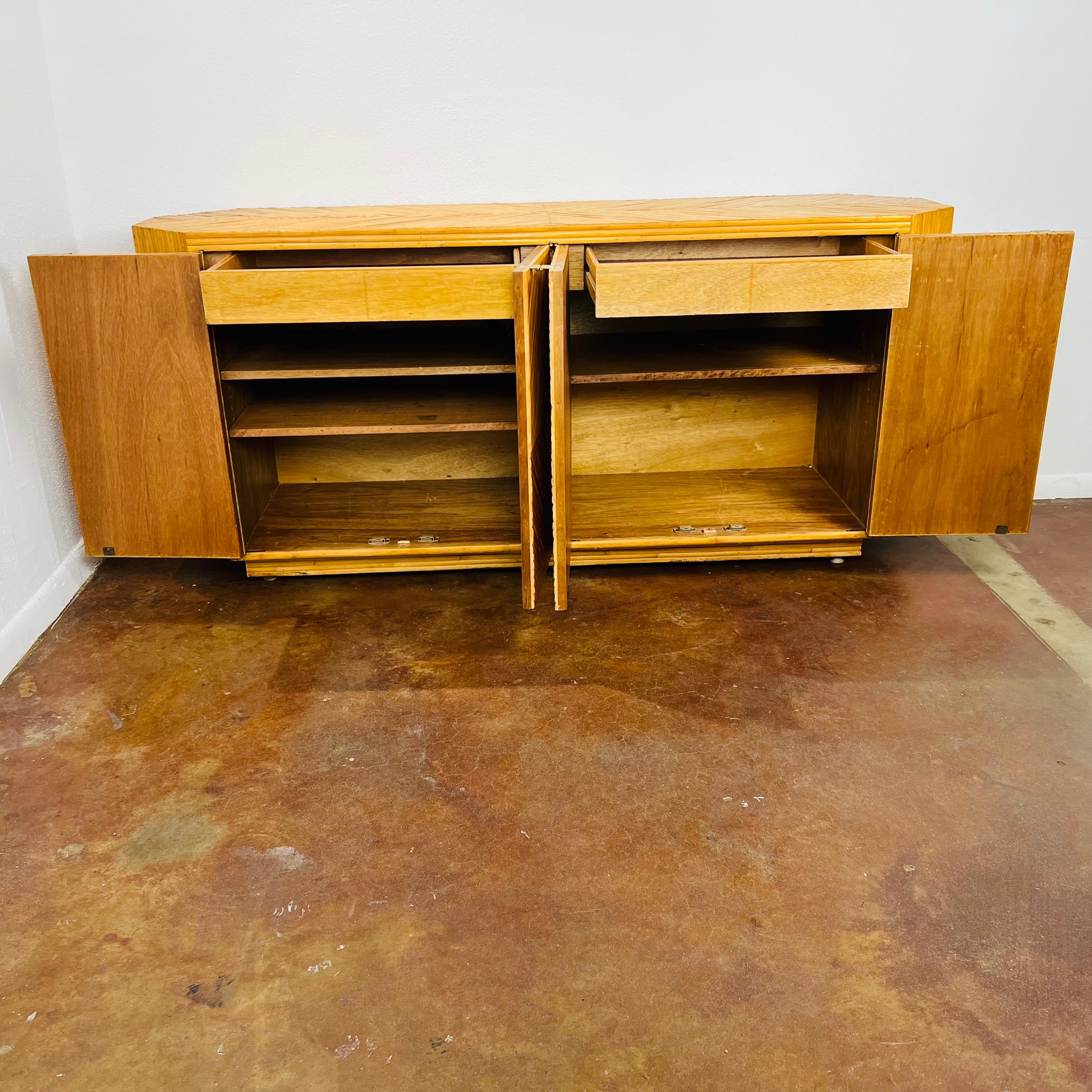 Late 20th Century Split Bamboo Sideboard / Credenza