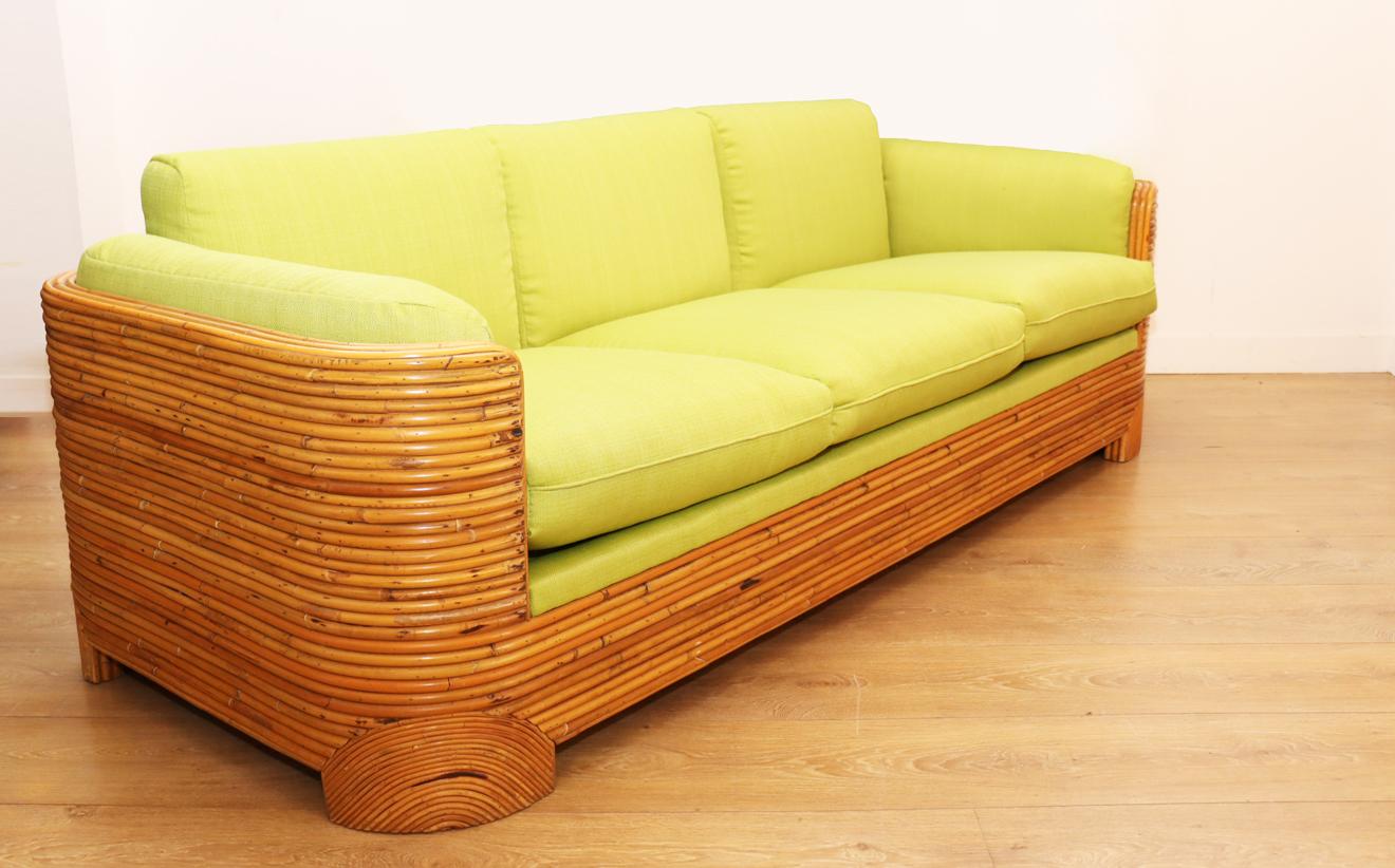 American Split Bamboo Sofa, 1970's