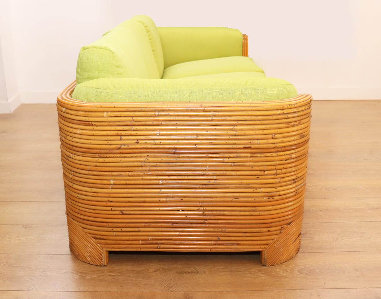 Split Bamboo Sofa, 1970's In Excellent Condition In Miami, FL