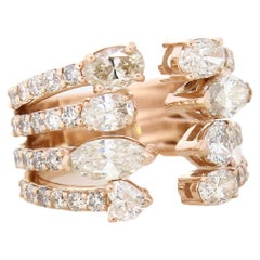 Split Band Statement Ring with Fancy shaped Diamonds in 18k Solid Gold