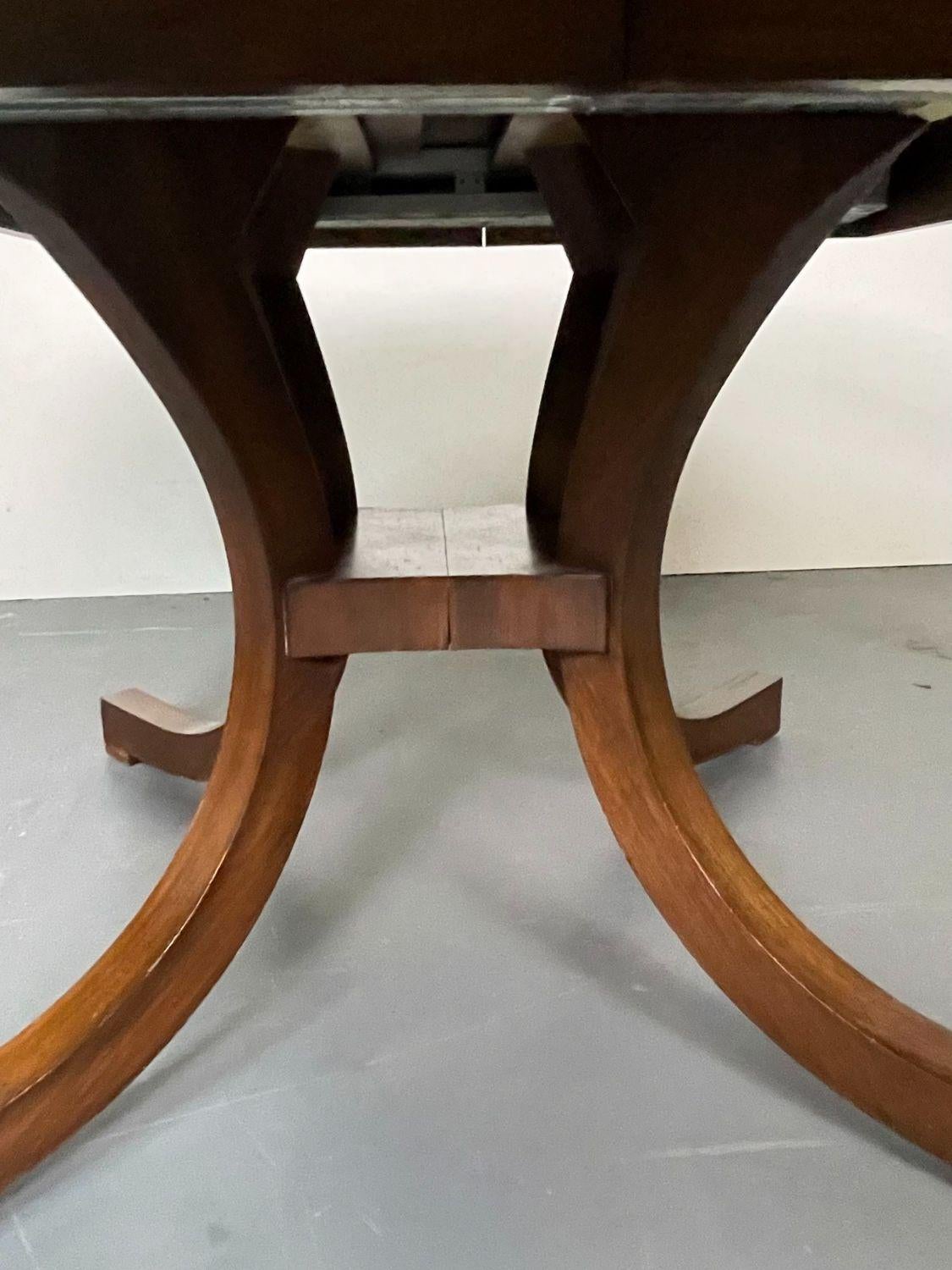 Table Leg Split Split C-Leg Rustic Dining Table, Two Large Leaves, Brass Inlays For ...