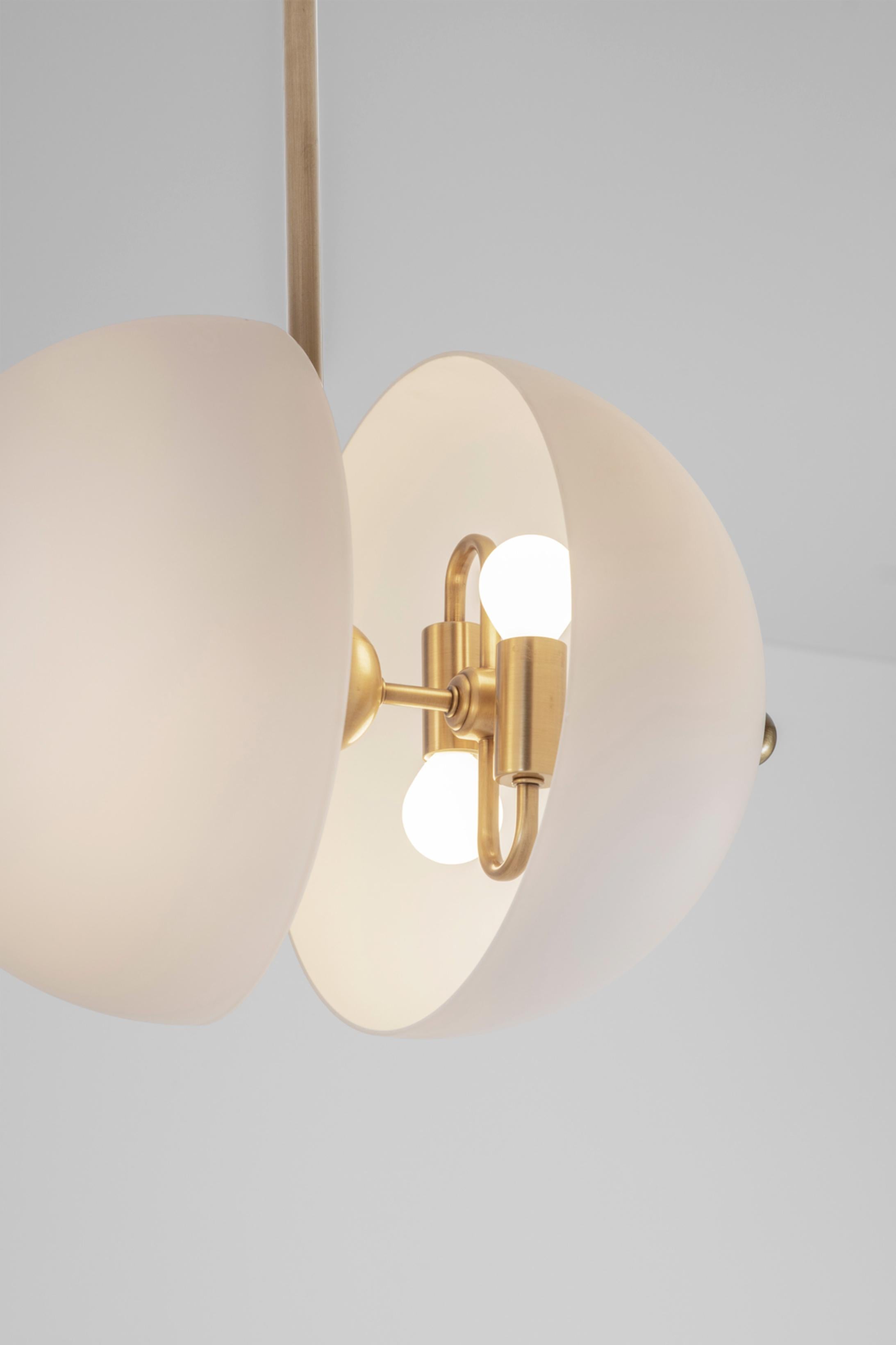 British Split Circle Pendant Lamp by Square in Circle For Sale