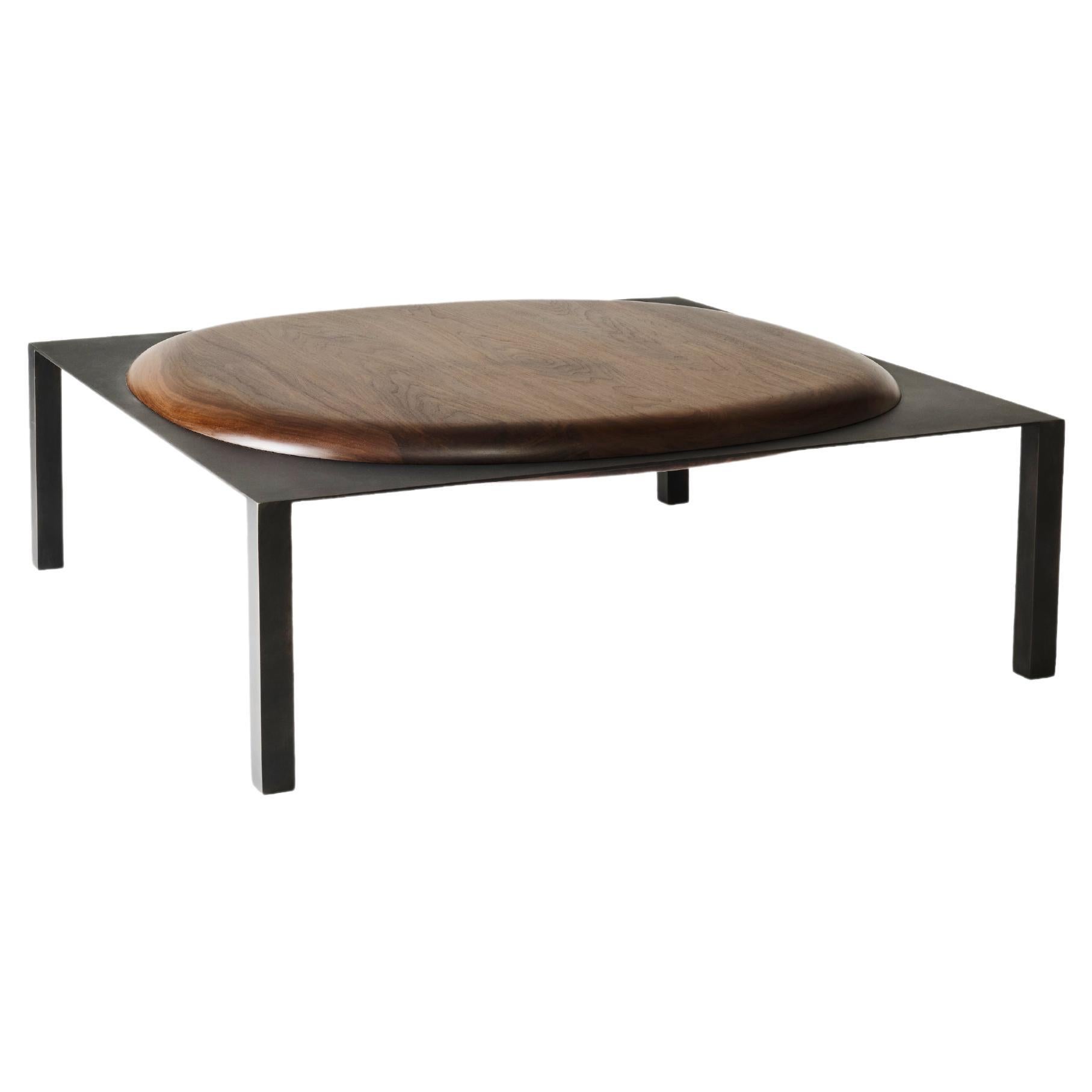 Split Coffee Table, in Walnut and Blackened Steel by Estudio Persona For Sale