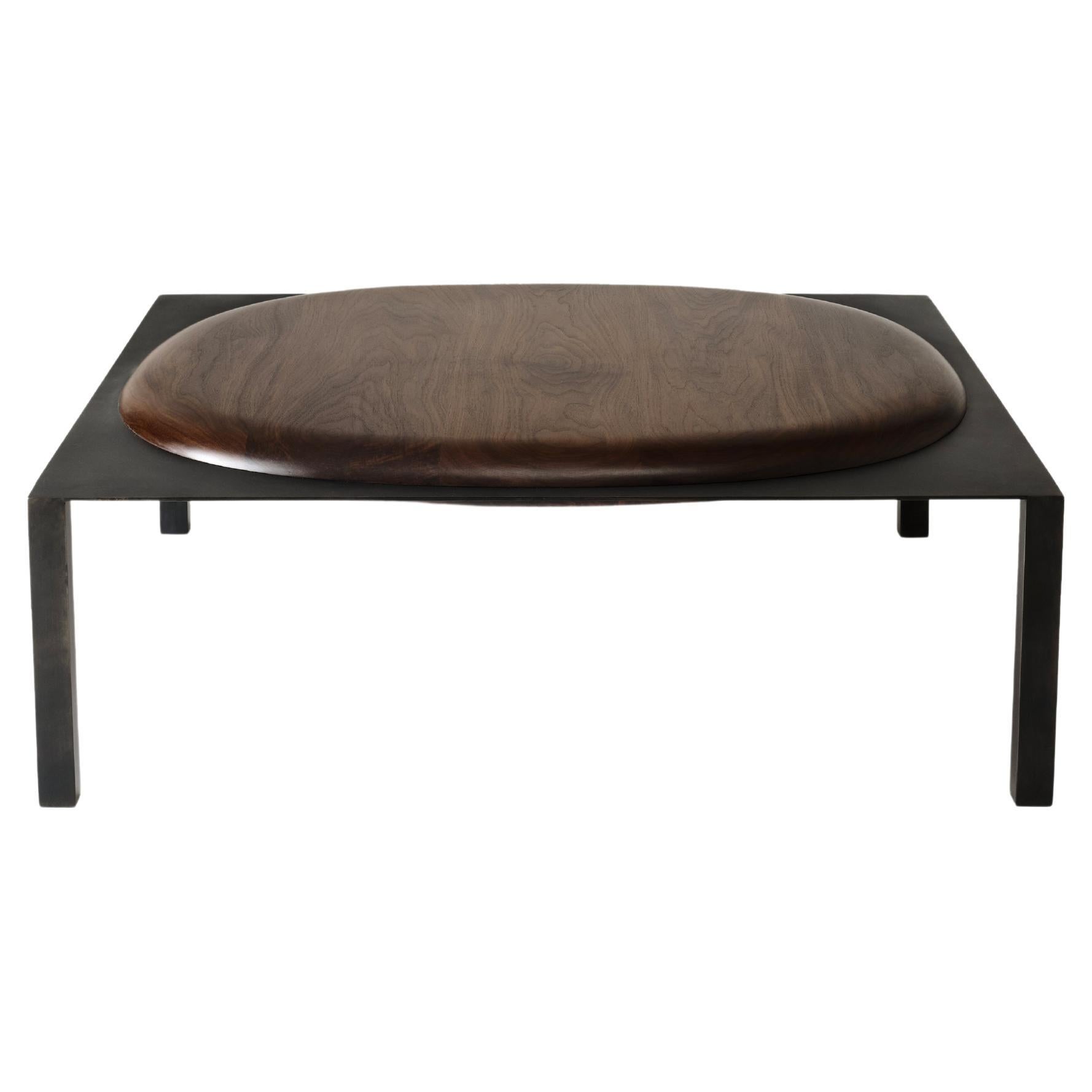 Split Coffee Table, in Walnut and Blackened Steel by Estudio Persona