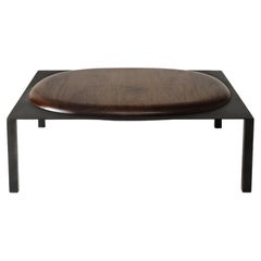 Split Coffee Table, in Walnut and Blackened Steel by Estudio Persona