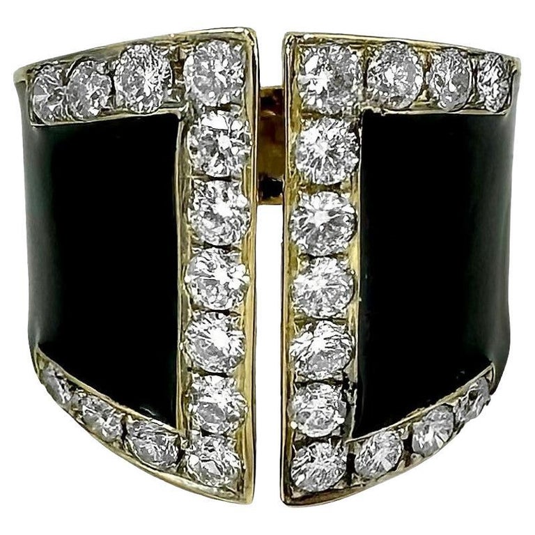 Bague Antique Cible Or 18k Perles Et émail Noir (environ 1900) - Taille 53
