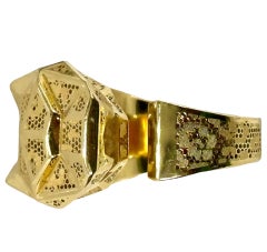 Split Front Big Cat Motif Gold Ring