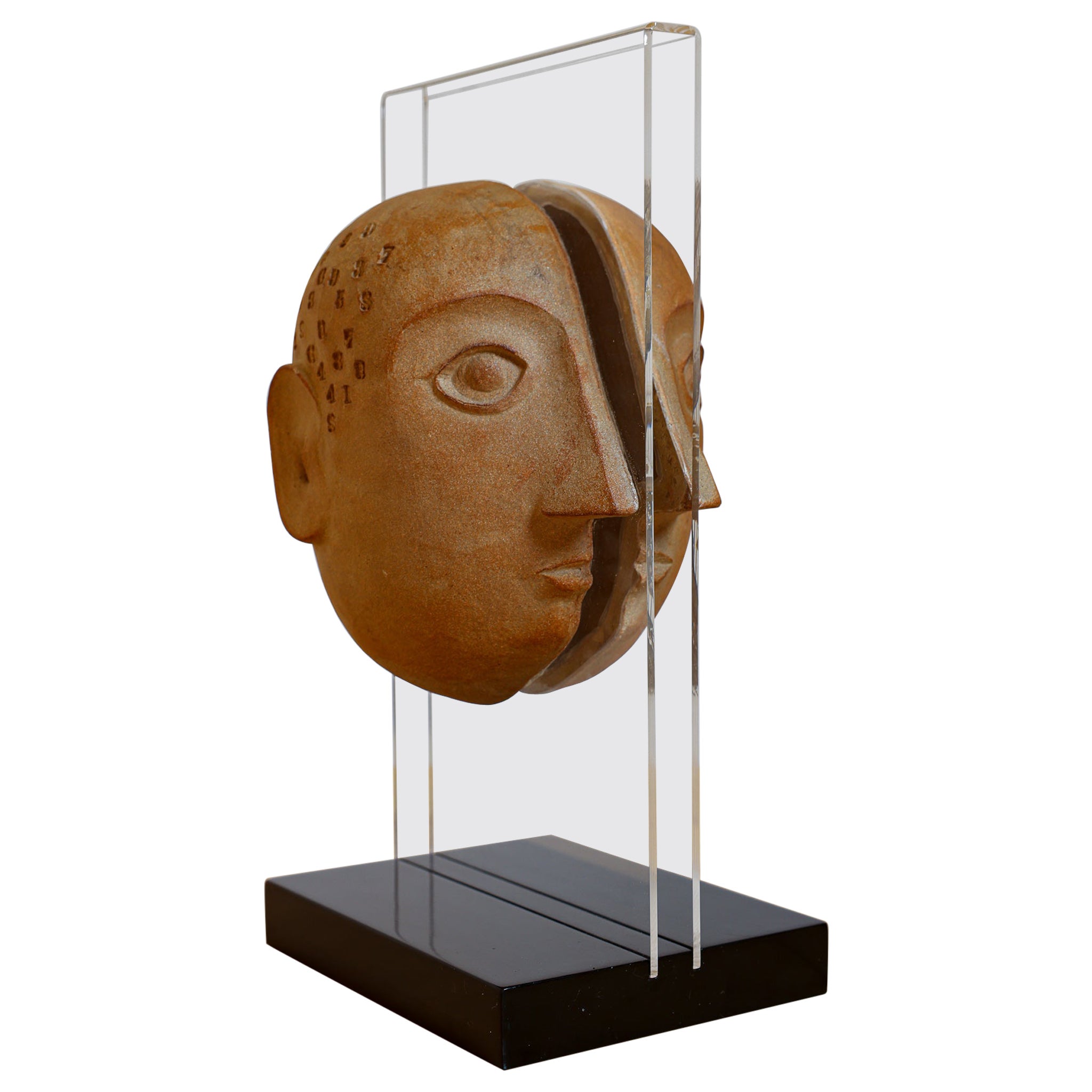 "Split" Head with Numbers by David Gill for Bennington Potters