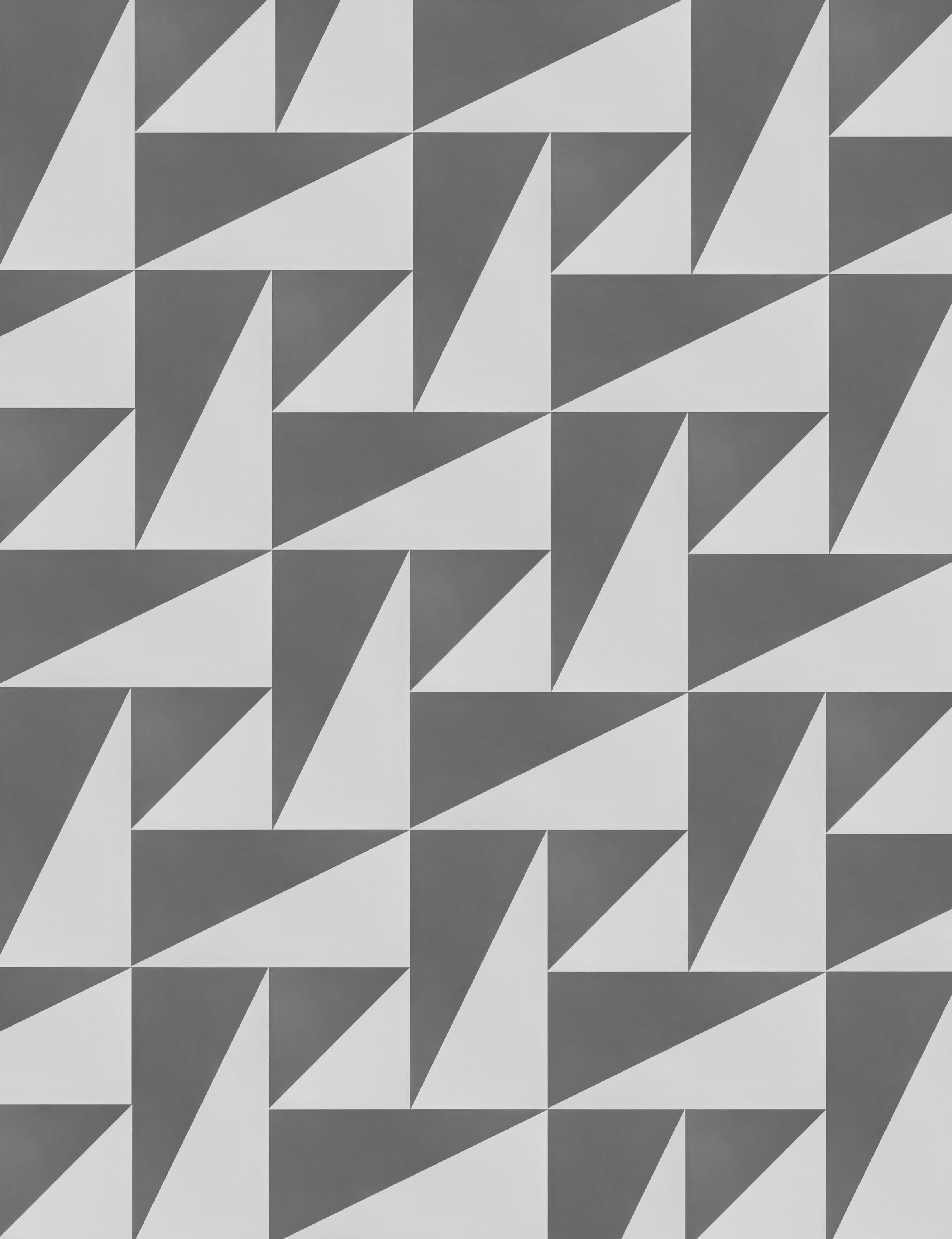 Es gibt zwei Möglichkeiten, ein Rechteck diagonal, von Ecke zu Ecke, in zwei Farben aufzuteilen: oben links/unten rechts oder unten links/oben rechts. Durch die Kombination und Anordnung dieser beiden Grundelemente können Sie zahlreiche auffällige