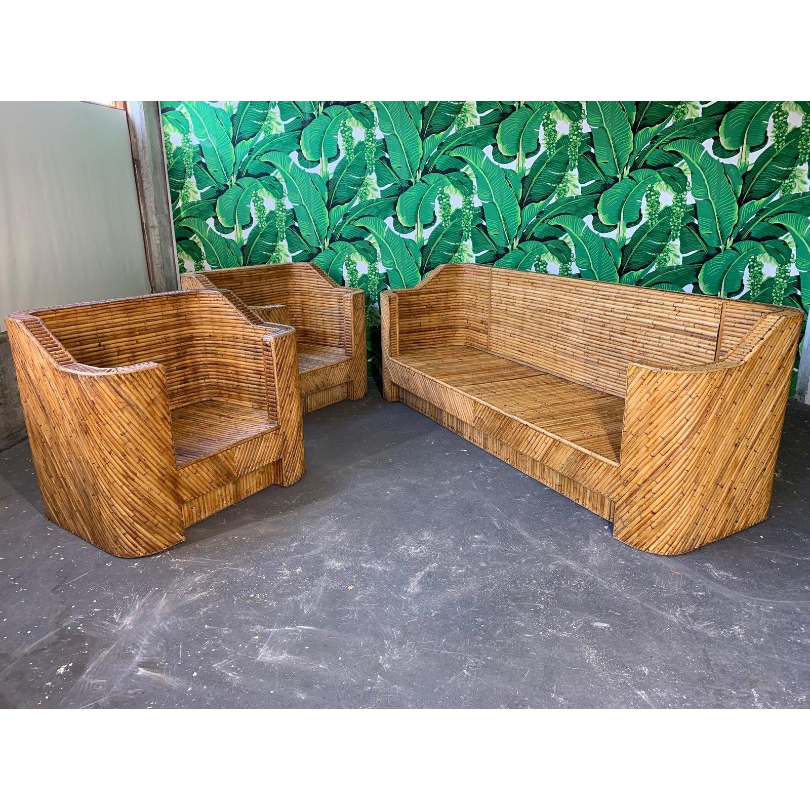 Split Reed Bamboo Club Chairs  4