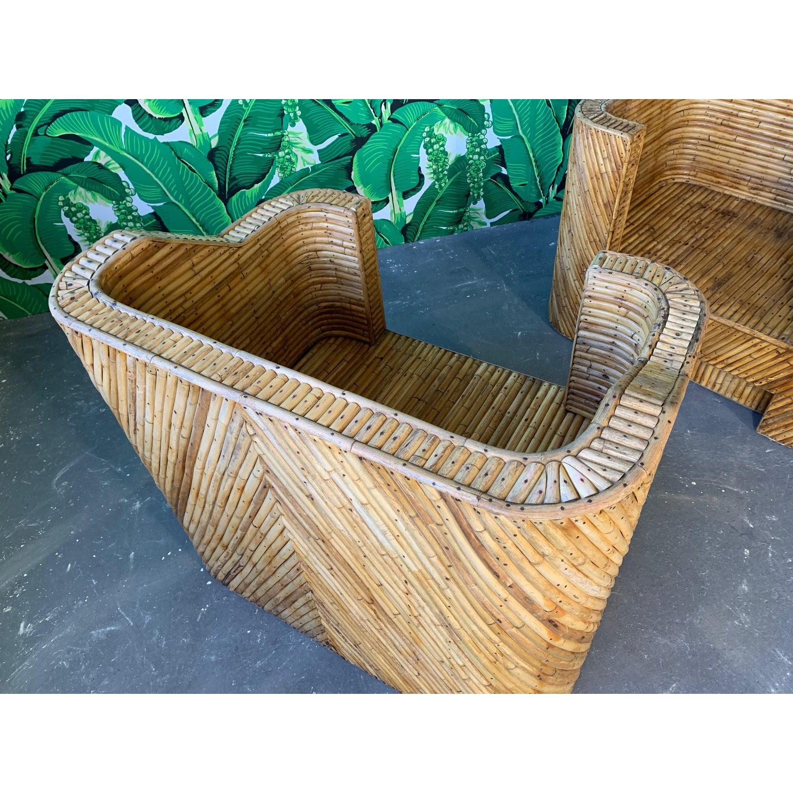 Split Reed Bamboo Club Chairs 1
